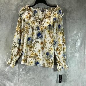 INC International Concepts Women's Petite Phoebe Garden Cotton Ruffle Top SZ P/M